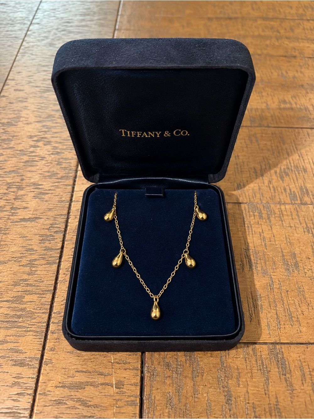 Tiffany & Co Elsa Peretti 18K Gold 5 Teardrop Necklace
